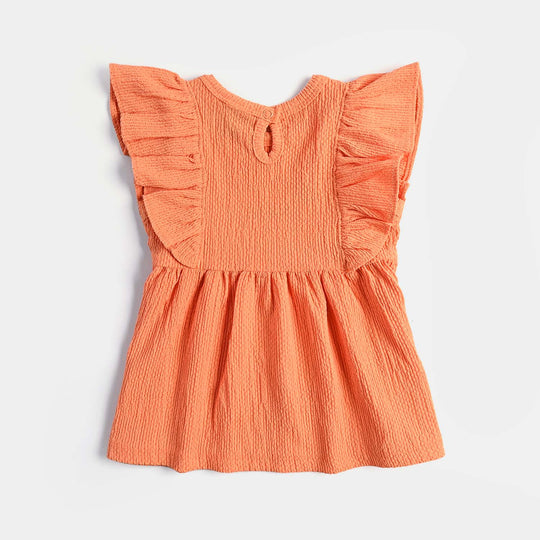 Infant Girls Jacquard Jersey Frock Floral-ORANGE