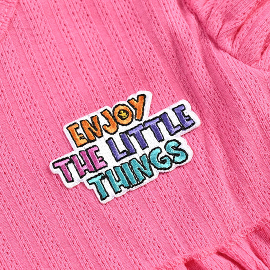 Infant Girls Jacquard Jersey Frock Enjoy The Little Thing-Pink
