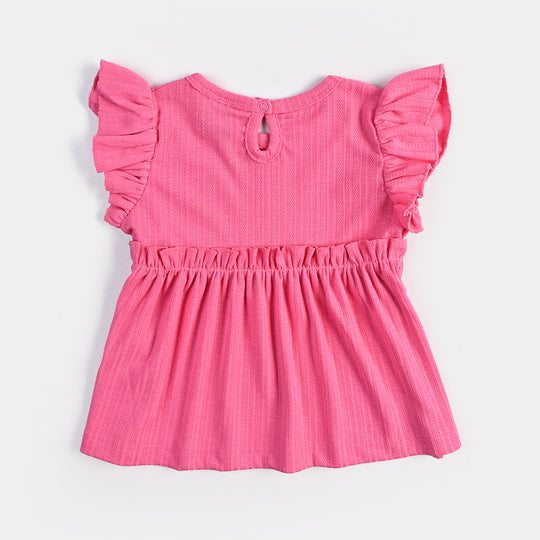 Infant Girls Jacquard Jersey Frock Enjoy The Little Thing-Pink