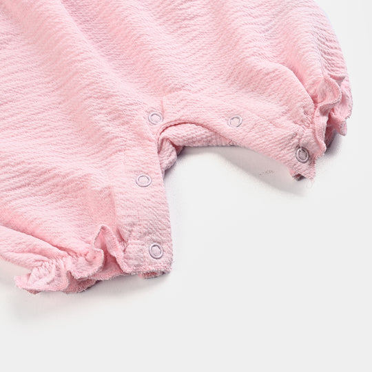 Infant Girls Poly Crinkle Romper Ruffle Fashion-Pink