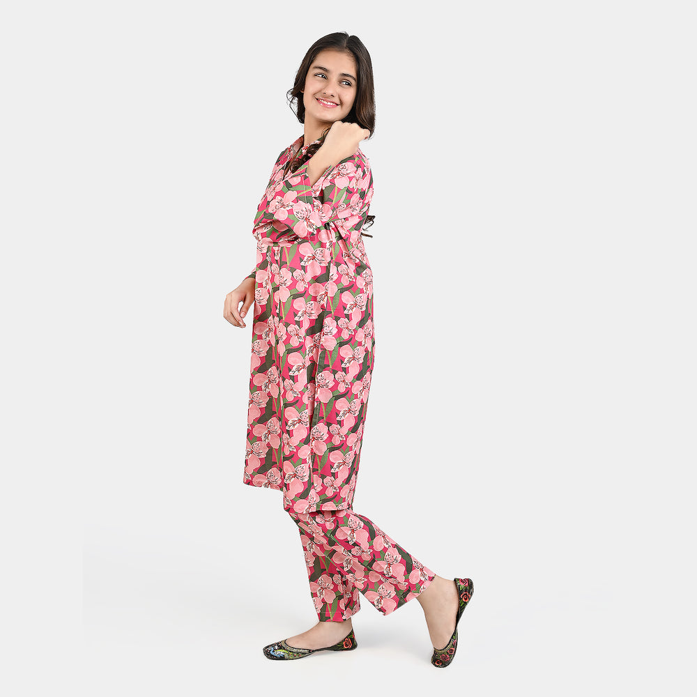 Teen Girls Cotton 2 PC Suit-Bloom-Pink