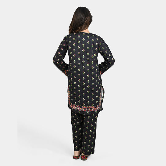 Teen Girls Cotton 2 PC Suit-Ethnic-BLACK