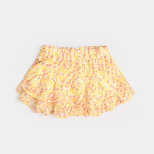 Infant Girls Chiffon Short Skirt Pink Floral-Yellow