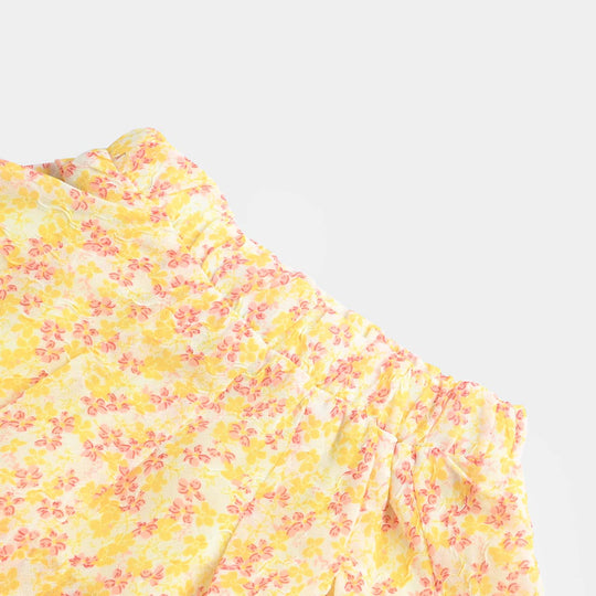 Infant Girls Chiffon Short Skirt Pink Floral-Yellow