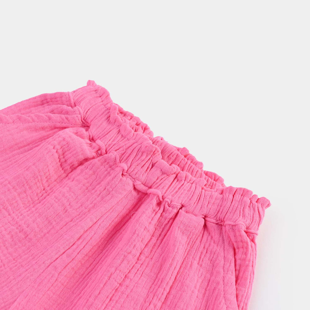 Girls Chiffon EMB Short Crinkle-Pink