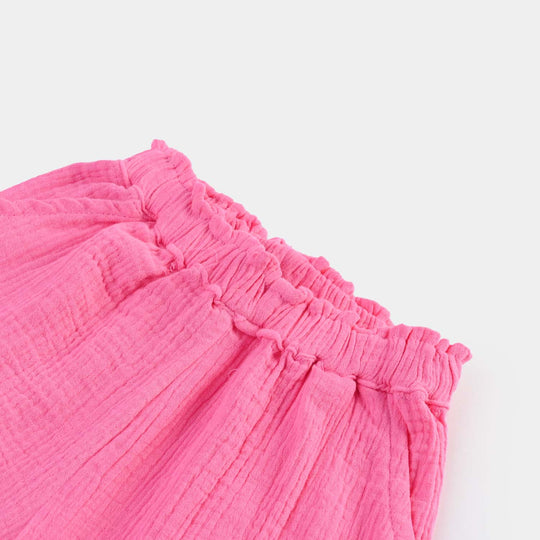 Girls Chiffon EMB Short Crinkle-Pink