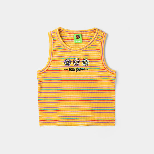 Infant Girls Yard Dyed Rib Sando Little Flower-Citrus