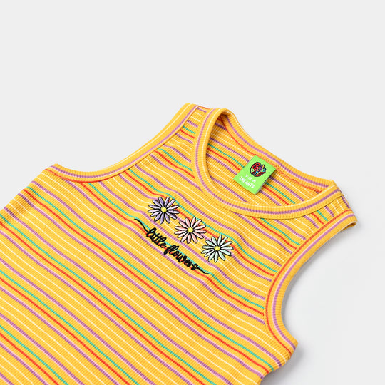 Infant Girls Yard Dyed Rib Sando Little Flower-Citrus