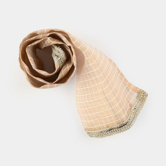 Infant Girls Raw Silk 3Pcs Khwahish-Rust