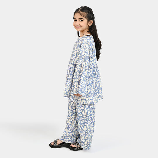 Girls Cotton Viscose Co-Ord Set Blue Bell