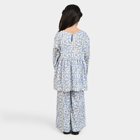 Girls Cotton Viscose Co-Ord Set Blue Bell