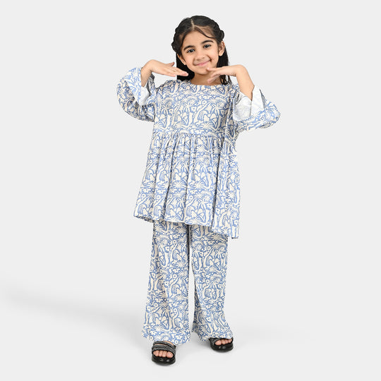Girls Cotton Viscose Co-Ord Set Blue Bell
