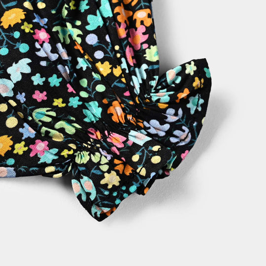 Infant Girls Cotton Viscose Casual Frock Dusky-Multi