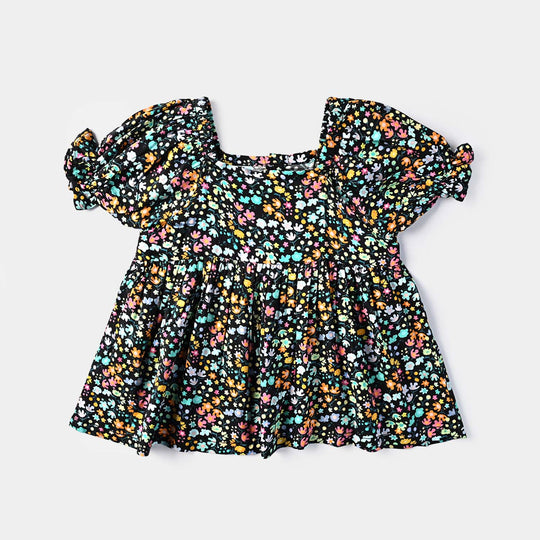 Infant Girls Cotton Viscose Casual Frock Dusky-Multi