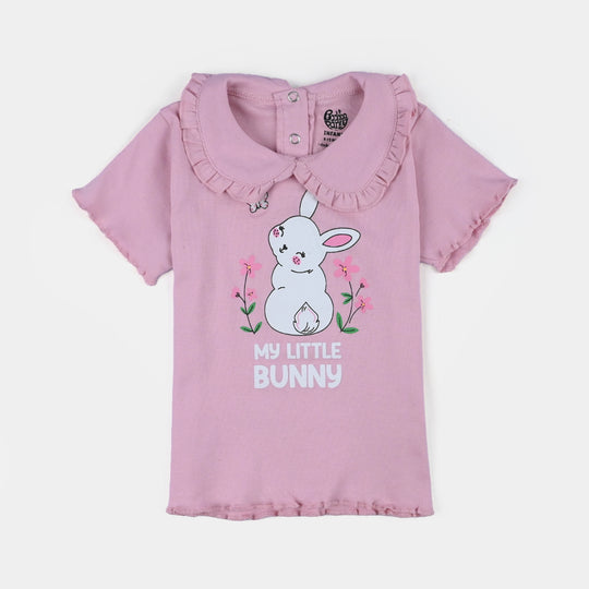 Infant Girls Cotton Jersey T-Shirt Bunny-L.Pink