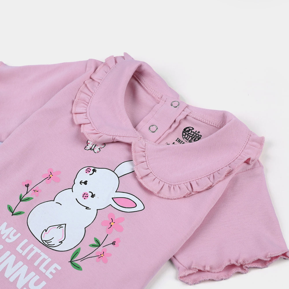 Infant Girls Cotton Jersey T-Shirt Bunny-L.Pink