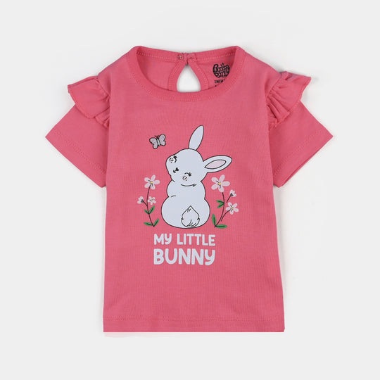 Infant Girls Cotton Jersey T-Shirt Bunny-H.Pink