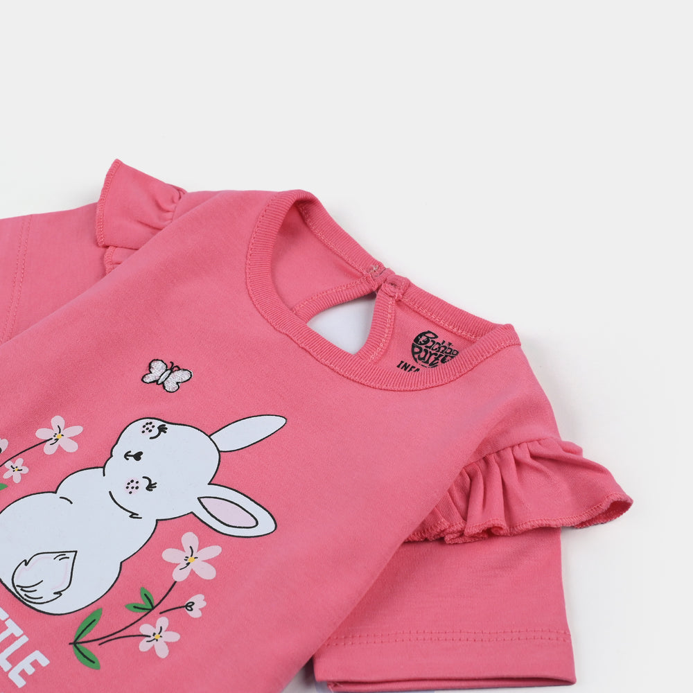 Infant Girls Cotton Jersey T-Shirt Bunny-H.Pink