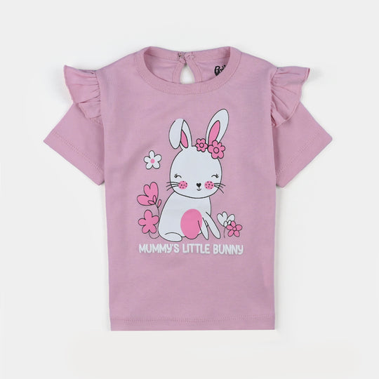 Infant Girls Cotton Jersey T-Shirt Bunny-L.Pink