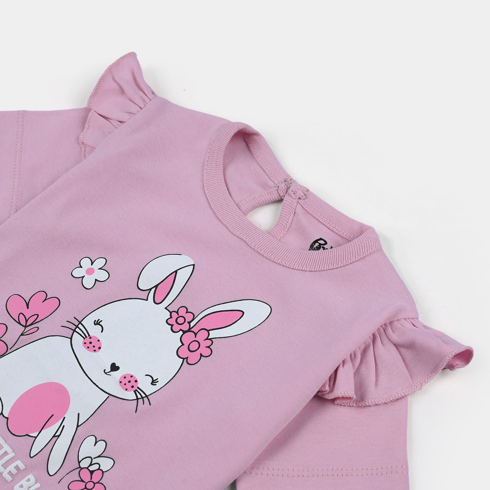 Infant Girls Cotton Jersey T-Shirt Bunny-L.Pink