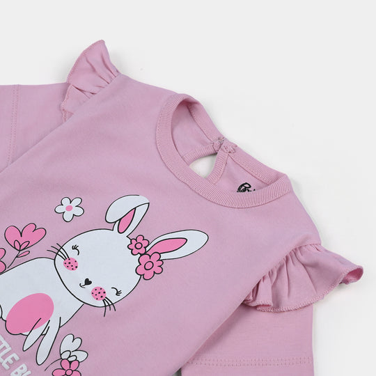Infant Girls Cotton Jersey T-Shirt Bunny-L.Pink