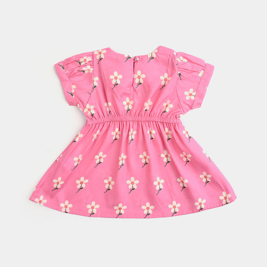 Infant Girls poly cambric Casual Frock Daffodils-PINK