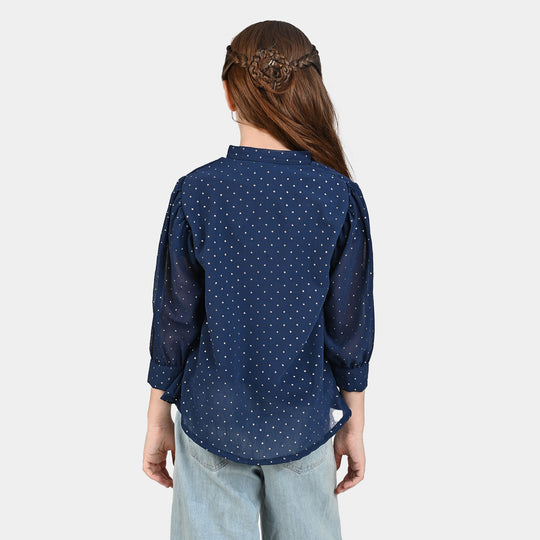 Girls Chiffon Casual Top Star-NAVY