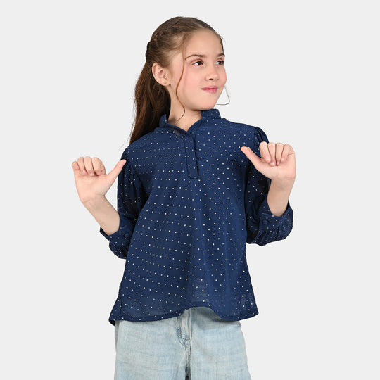Girls Chiffon Casual Top Star-NAVY