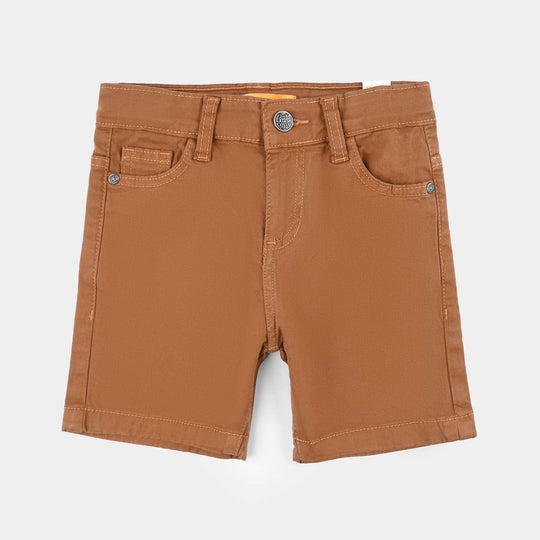 Boys Denim Stretch Twill Short Basic-BROWN
