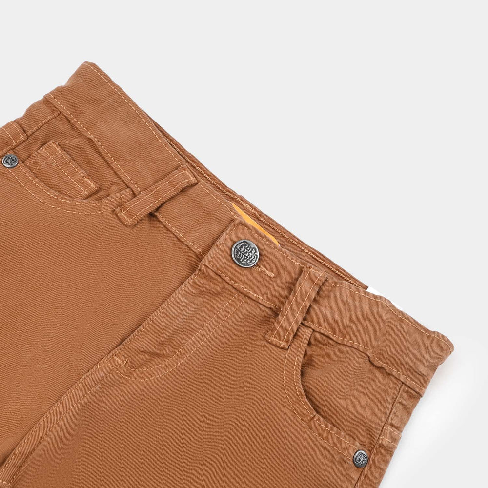 Boys Denim Stretch Twill Short Basic-BROWN