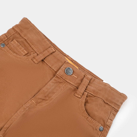 Boys Denim Stretch Twill Short Basic-BROWN