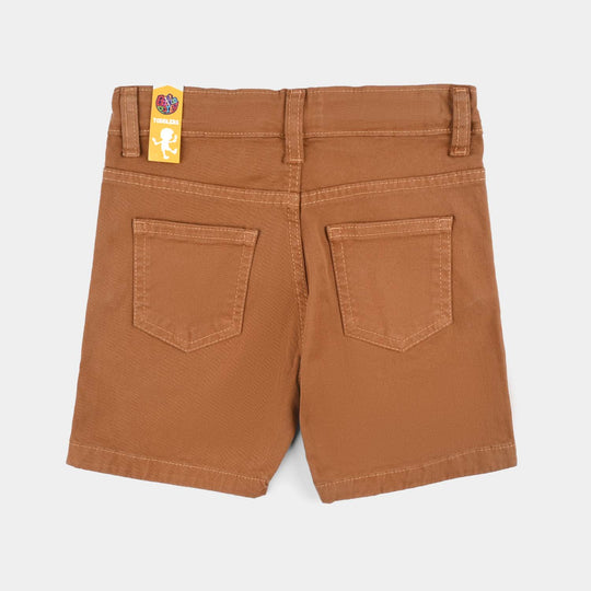 Boys Denim Stretch Twill Short Basic-BROWN