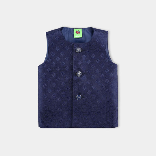 Infant Boys Poly Viscose Waistcoat (Self Textured)-NAVY