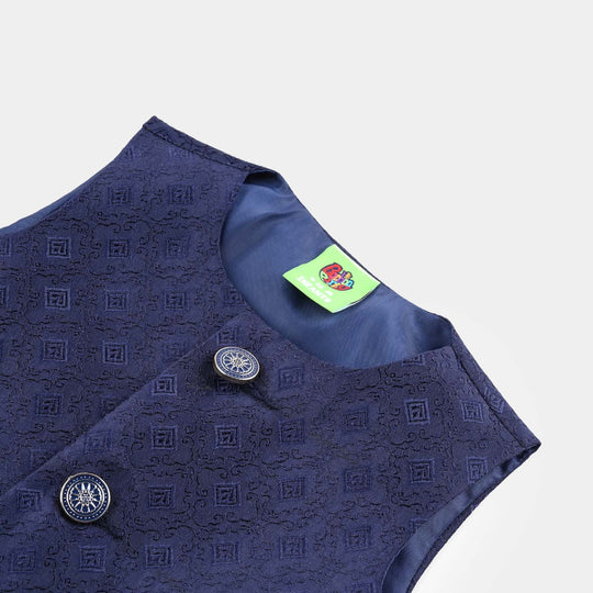 Infant Boys Poly Viscose Waistcoat (Self Textured)-NAVY