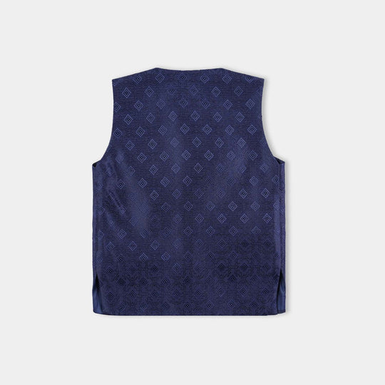 Infant Boys Poly Viscose Waistcoat (Self Textured)-NAVY