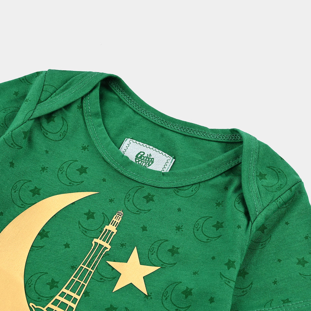 Infant Unisex Poly Cotton Jersey Basic Romper LITTLE STAR-Joly Green