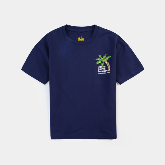 Boys Lycra Jersey T-Shirt HS Sunny Palm Journey-NAVY