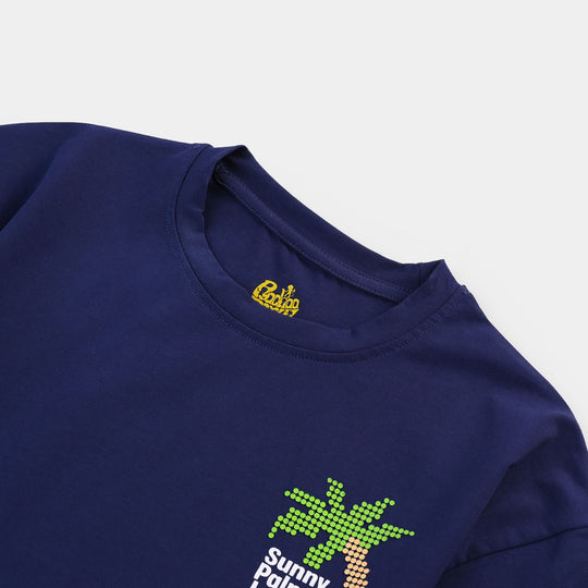 Boys Lycra Jersey T-Shirt HS Sunny Palm Journey-NAVY