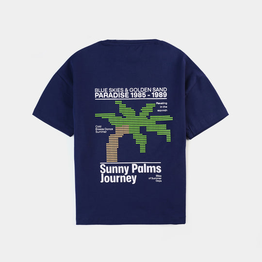 Boys Lycra Jersey T-Shirt HS Sunny Palm Journey-NAVY