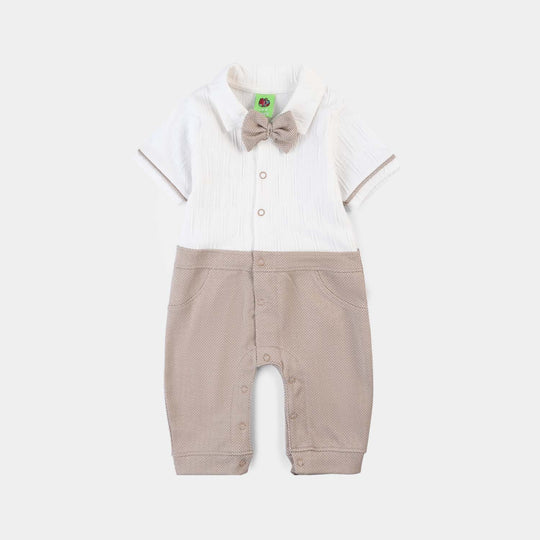 Infant Boys Jacquard Romper Cut & Sew
