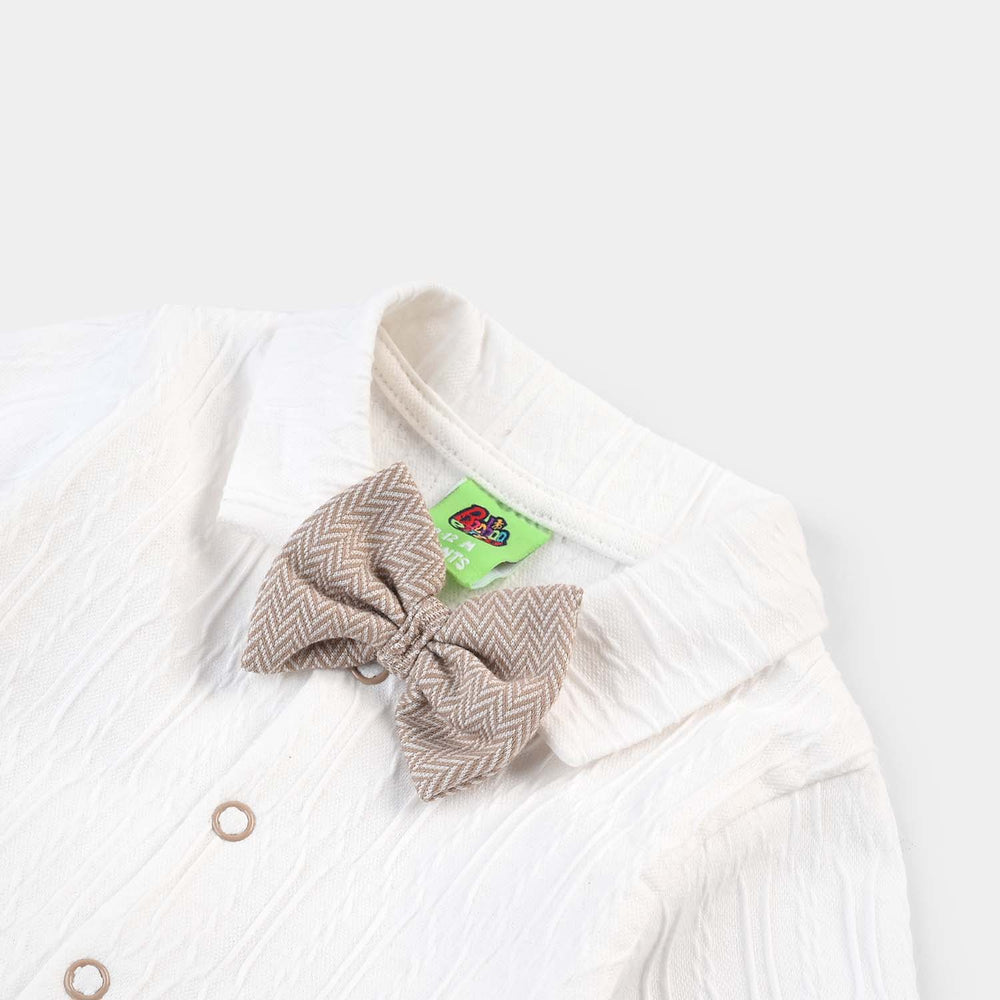 Infant Boys Jacquard Romper Cut & Sew