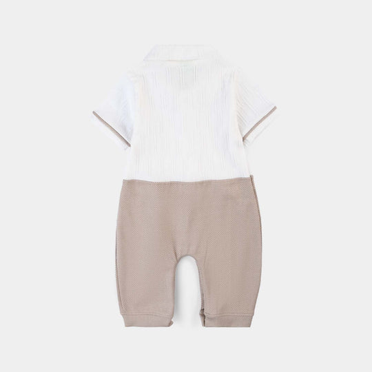 Infant Boys Jacquard Romper Cut & Sew