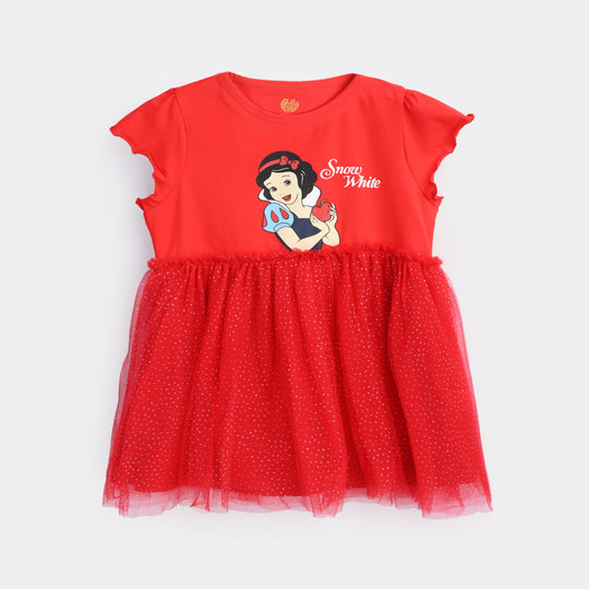 Infant Girls Lycra Jersey Frock-RED