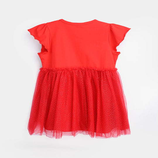 Infant Girls Lycra Jersey Frock-RED