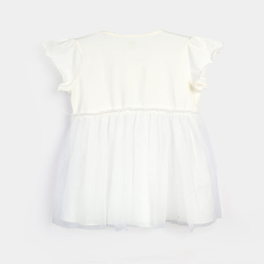 Infant Girls Lycra Jersey Frock-WHITE