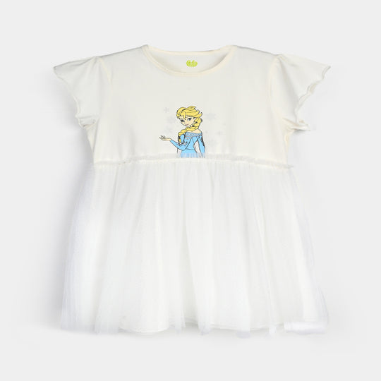 Infant Girls Lycra Jersey Frock-WHITE