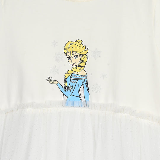 Infant Girls Lycra Jersey Frock-WHITE