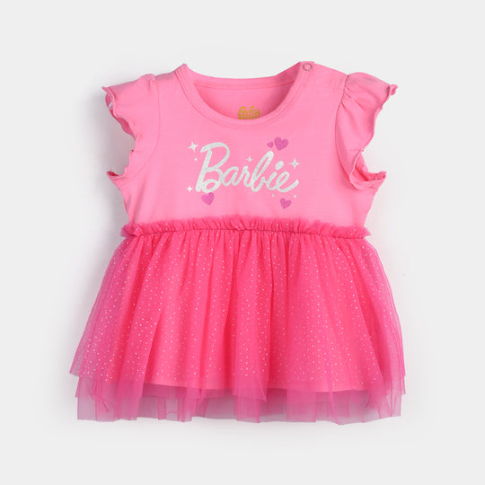 Infant Girls Lycra Jersey Frock-PINK