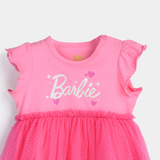 Infant Girls Lycra Jersey Frock-PINK