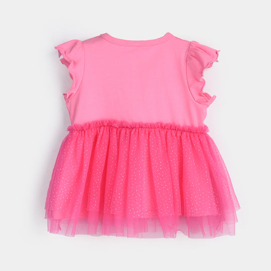 Infant Girls Lycra Jersey Frock-PINK
